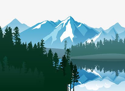 山脉png农产品卡通素材png自然风光插画背景png农业海报素材png黄昏