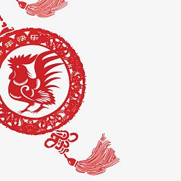 红色公鸡剪纸