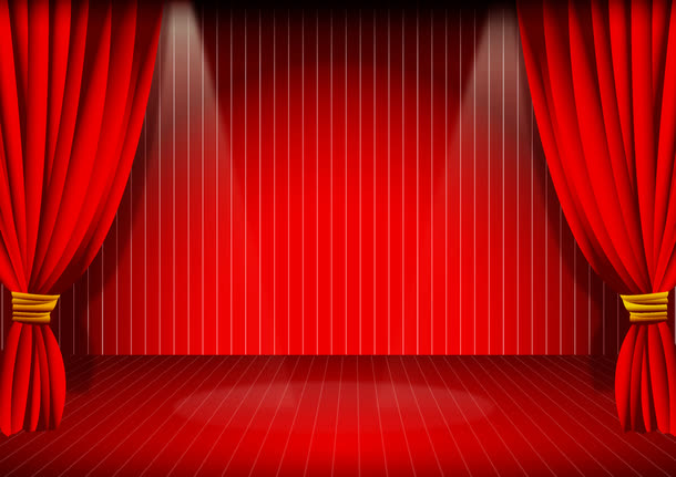 手绘红色幕布舞台素材免费下载_觅元素