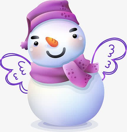 手绘可爱翅膀紫色小雪人