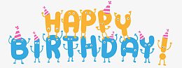 卡通生日快乐艺术字矢量素材