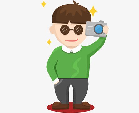 自拍的男孩卡通人物