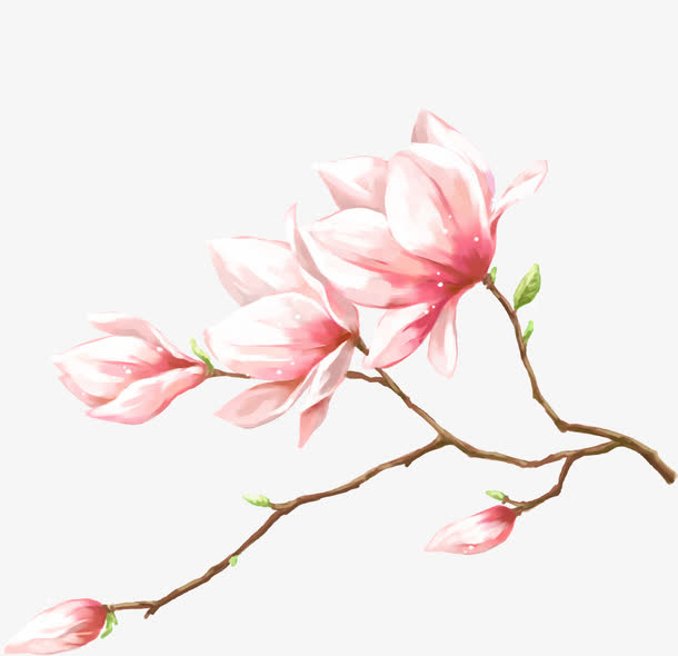 手绘唯美古风桃花装饰