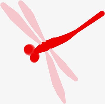 手绘粉红色夏季蜻蜓