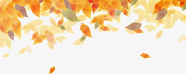 黄色漂浮树叶设计秋日