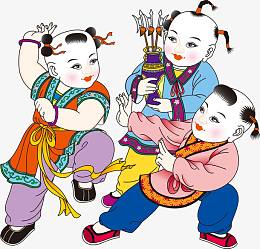 新春年画娃娃手绘