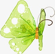 手绘绿色水彩蝴蝶装饰