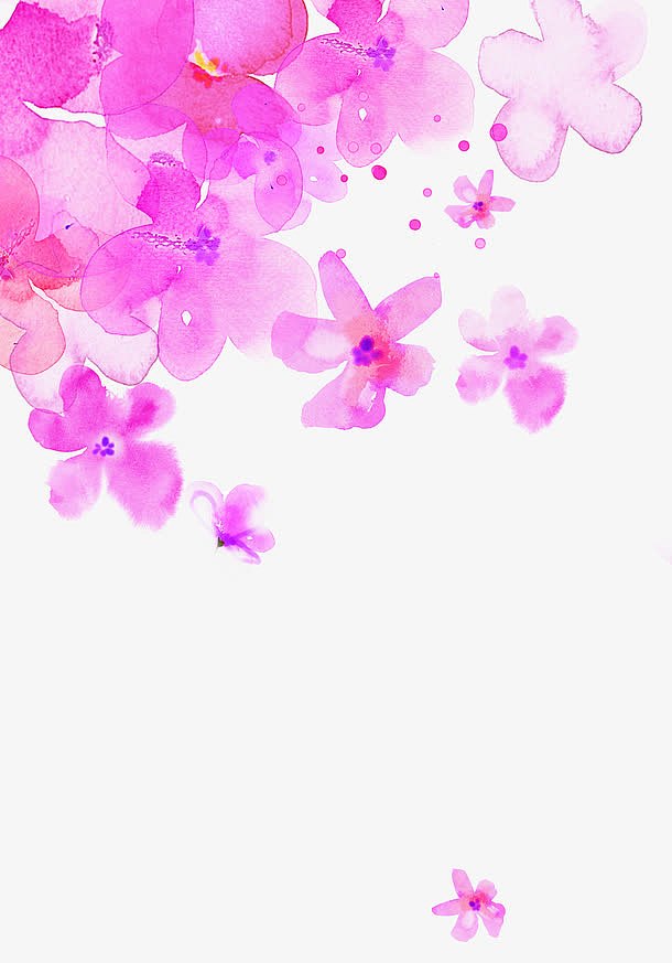 手绘粉色渐变花朵装饰