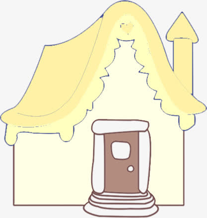 手绘黄色卡通房屋建筑