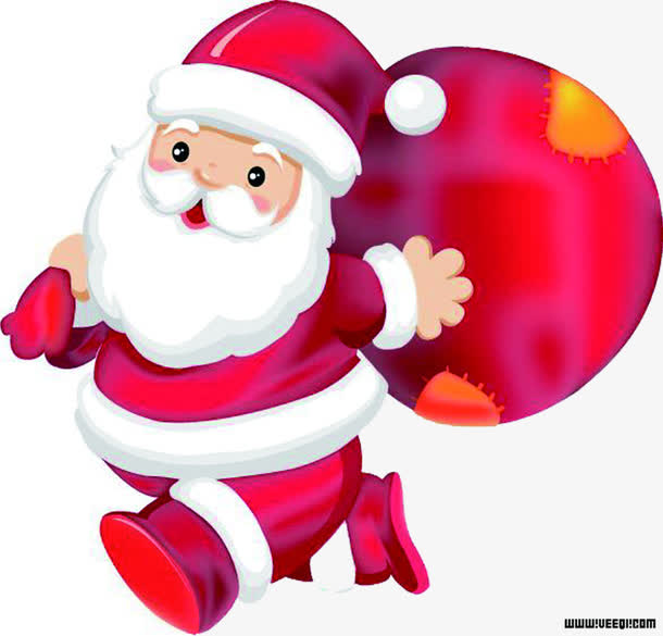 手绘粉红色圣诞老人礼物