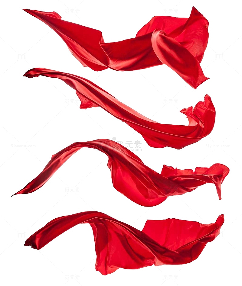红色丝绸 飘带 png素材