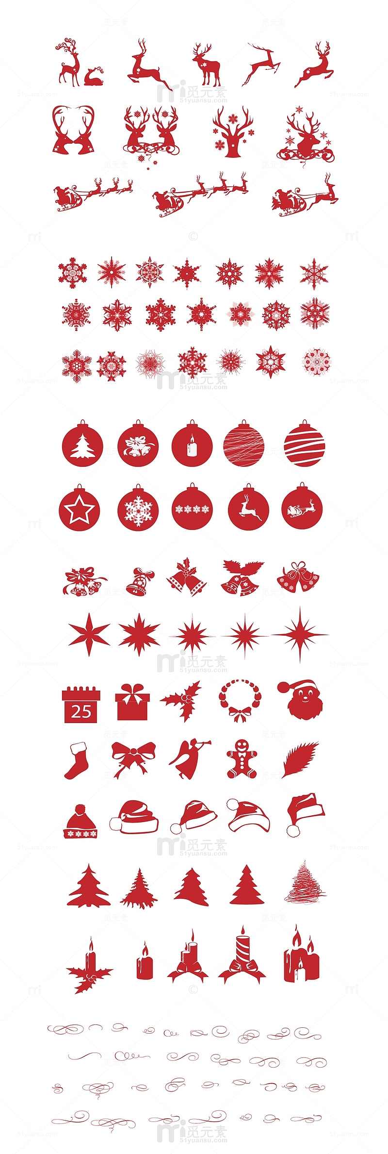 红色圣诞元素集合