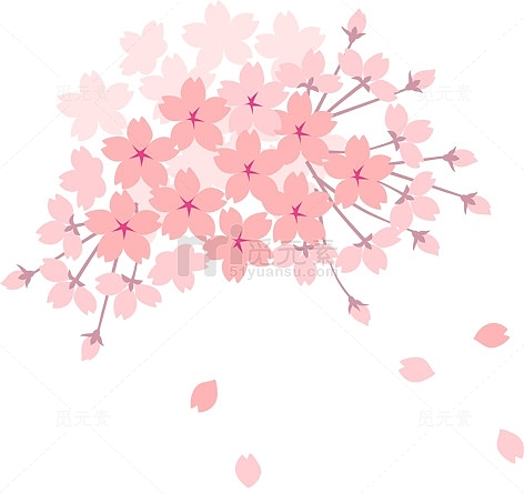 卡通粉红花瓣飘落