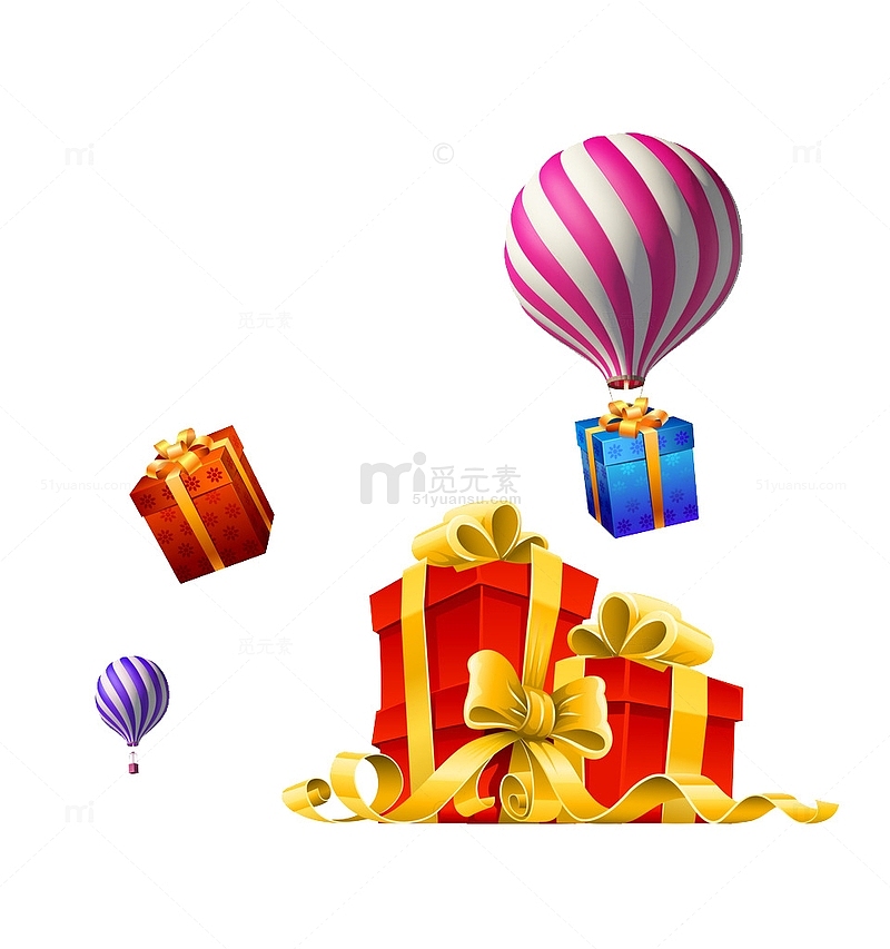 礼物盒卡通礼物盒热气球礼物盒