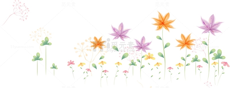 卡通彩色花朵叶子漂浮装饰