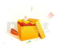 黄色礼盒红包素材