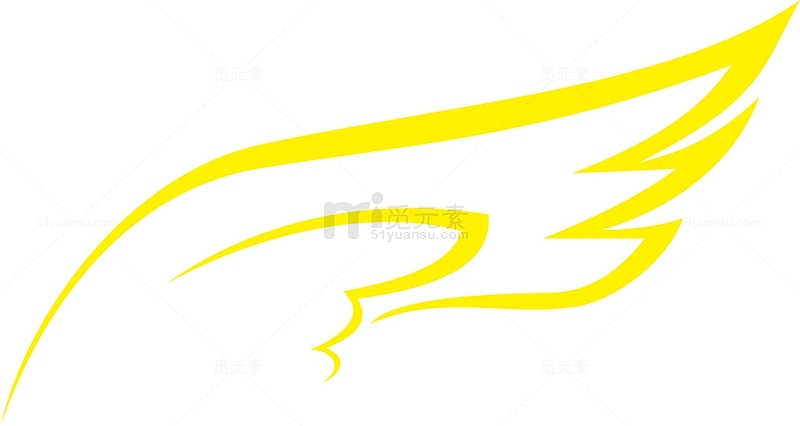 黄色渐变简单线条右边天使翅膀