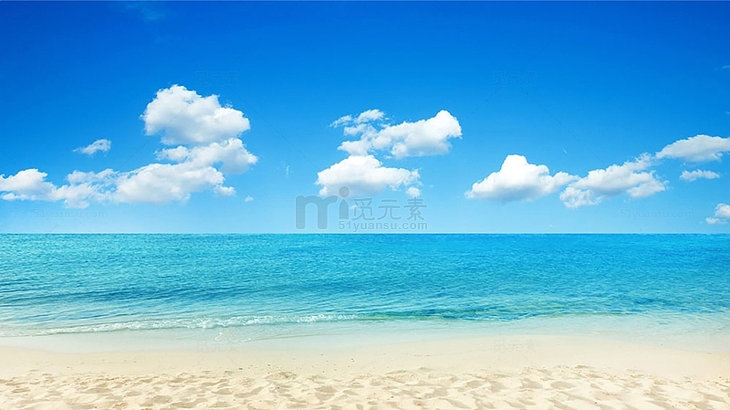 海滩蓝天白云摄影图片[=
