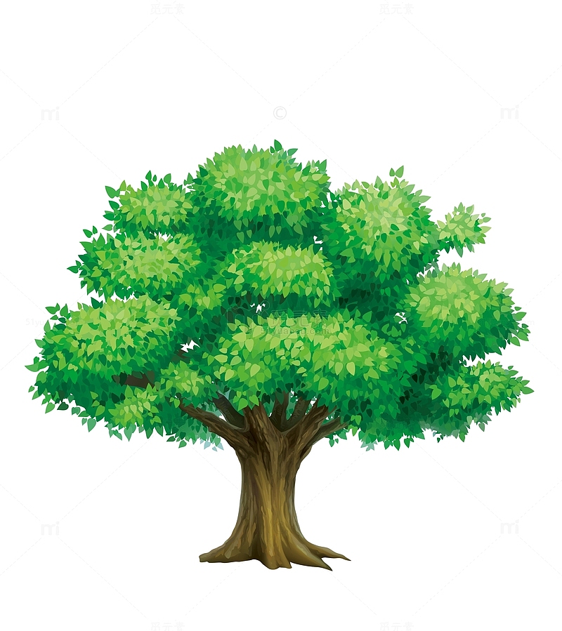 手绘茂密绿色树木