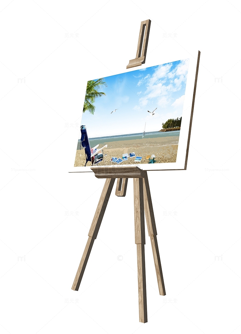 海滩画架素材
