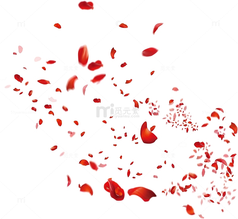 飞舞的红色花瓣元素