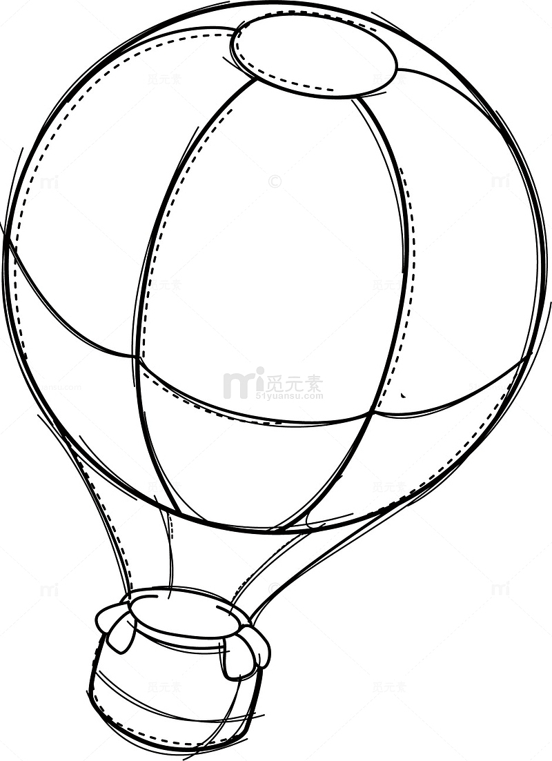 手绘线条热气球