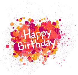 happy birthday生日快乐彩色水彩墨点