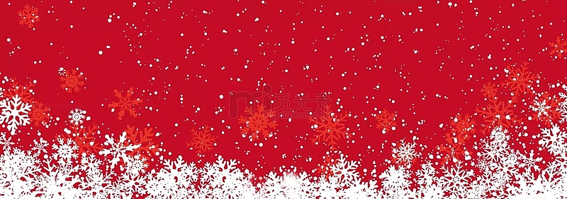 红底白色雪花海报背景圣诞节
