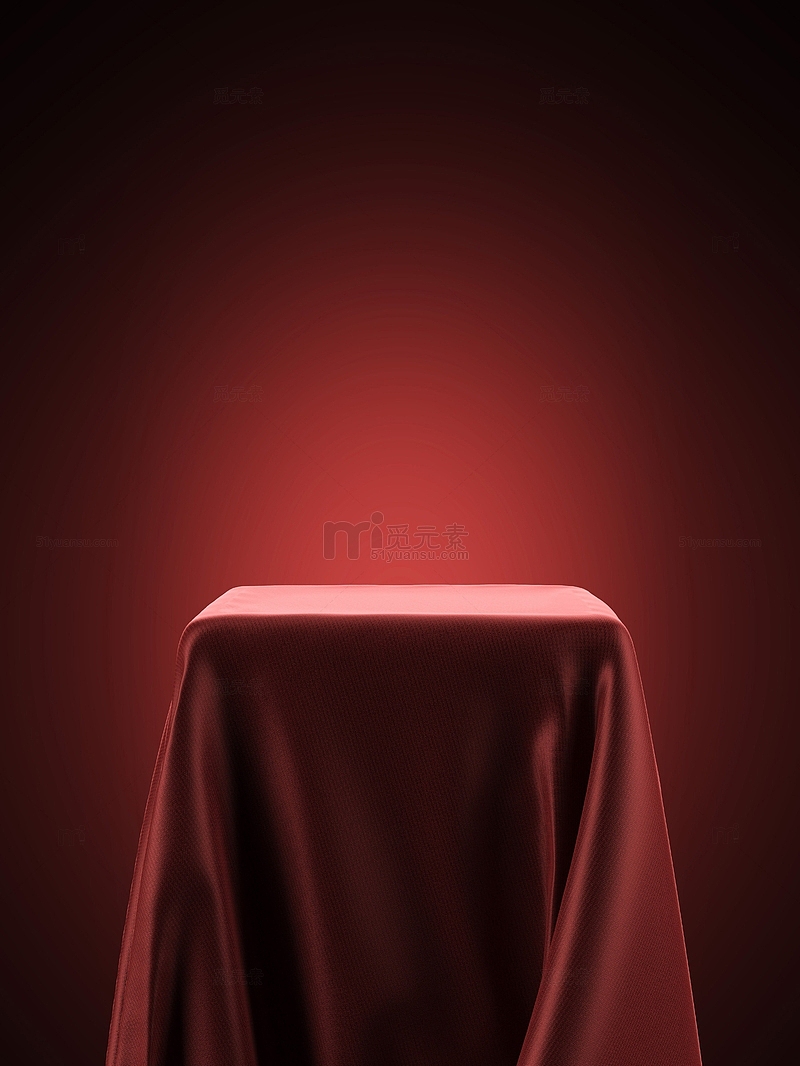 红色丝绸展示平台海报背景