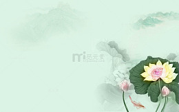 绿色背景中国风黄色荷花