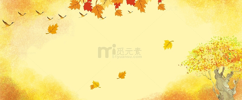 秋天黄色枫叶海报