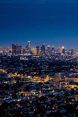 蓝天夜景灯光城市