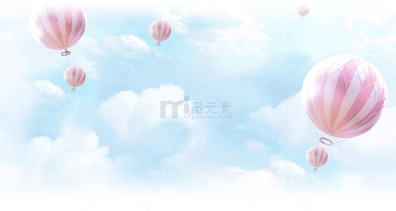 梦幻天空粉色热气球背景图