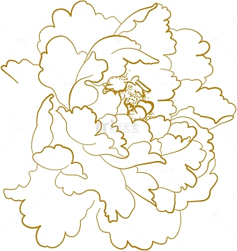 金色线条牡丹中秋