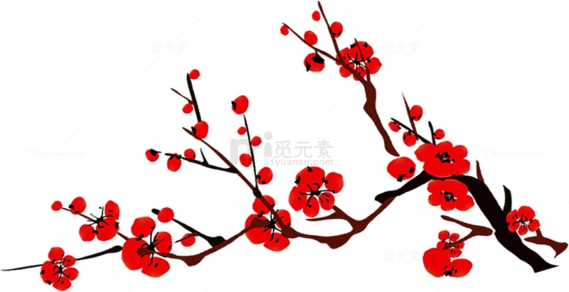 红色梅花手绘中秋国庆