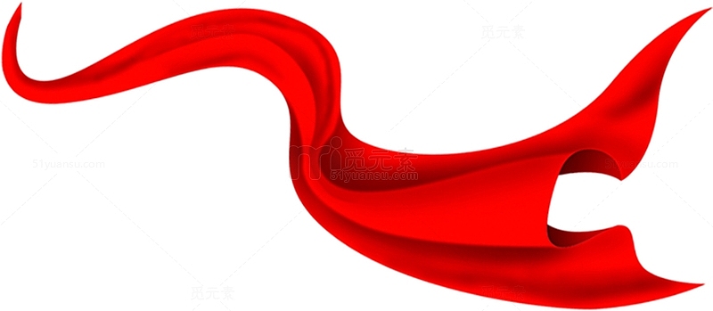 手绘漂浮的红色丝带