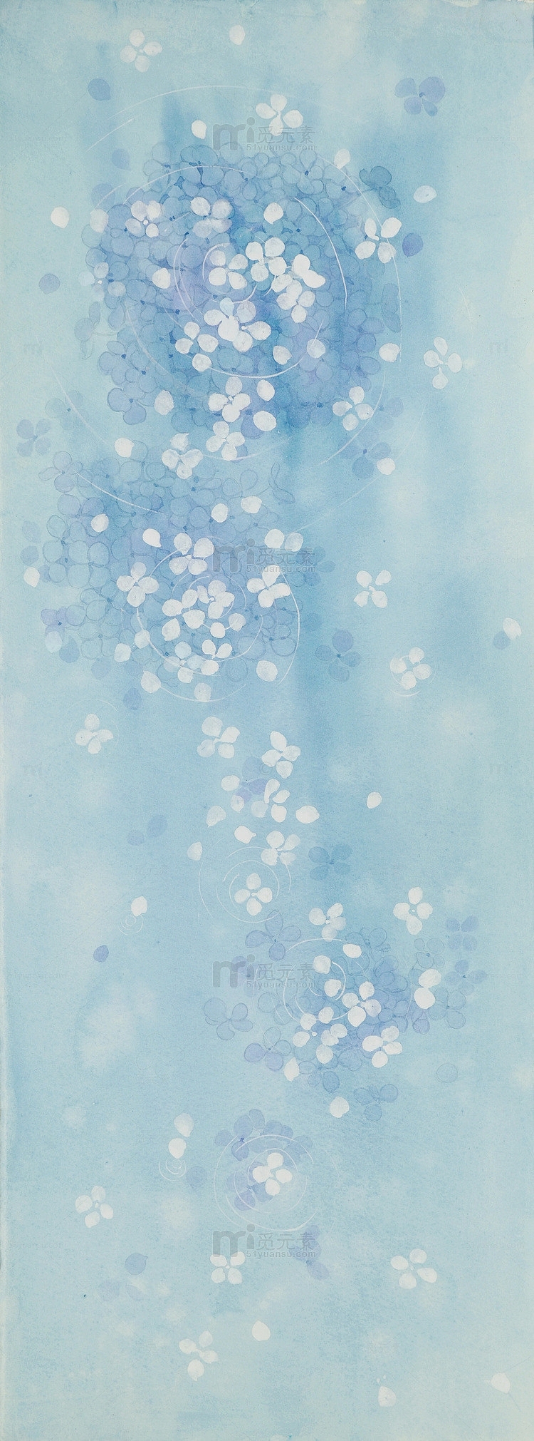 八色花瓣蓝色背景水波