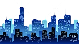 蓝色城市建筑招聘海报