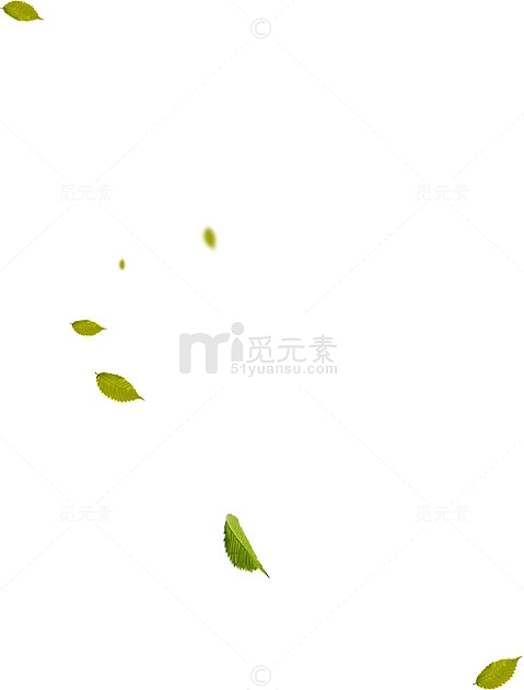 漂浮的绿叶落叶装饰元素