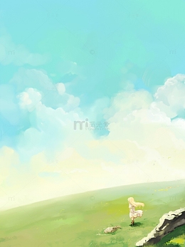绿色水彩天空云彩