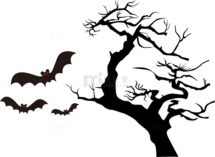 矢量树枝与蝙蝠