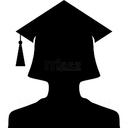 女大学毕业生剪影与帽图标
