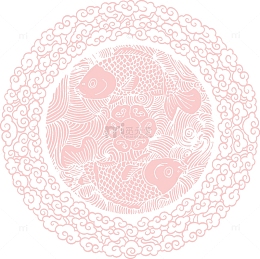 红色中国风鲤鱼剪纸元旦