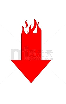 手绘红色火焰箭头