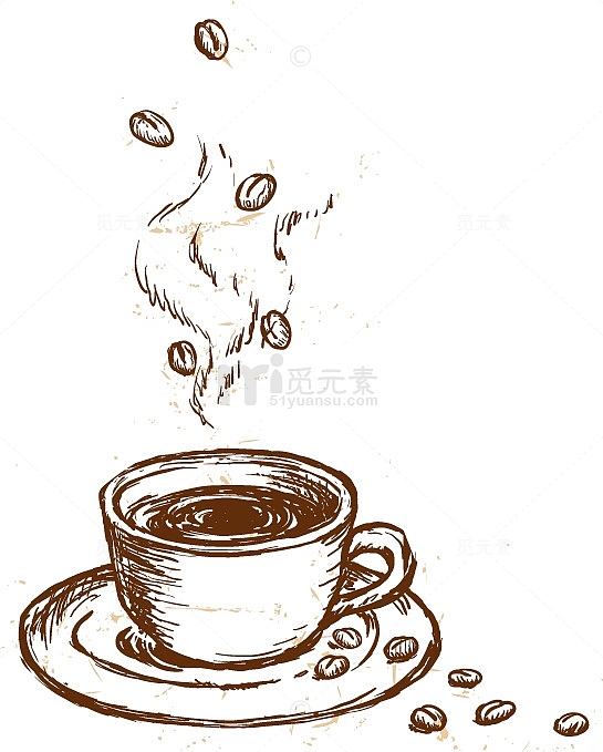 手绘棕色咖啡杯装饰
