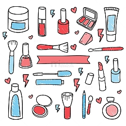 女性化妆工具矢量素材