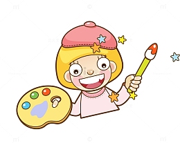 唯美卡通可爱小画家画板画笔星星