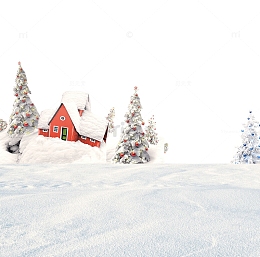 雪盖住了房子
