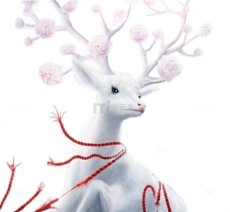 卡通手绘梦幻白色麋鹿