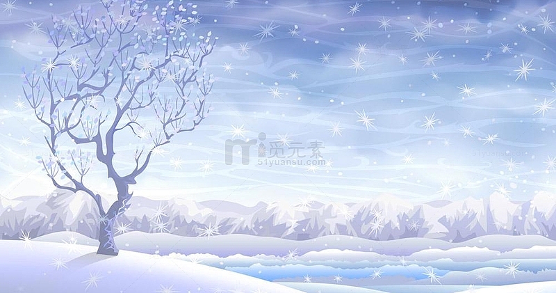 唯美场景冬天的树木合成效果